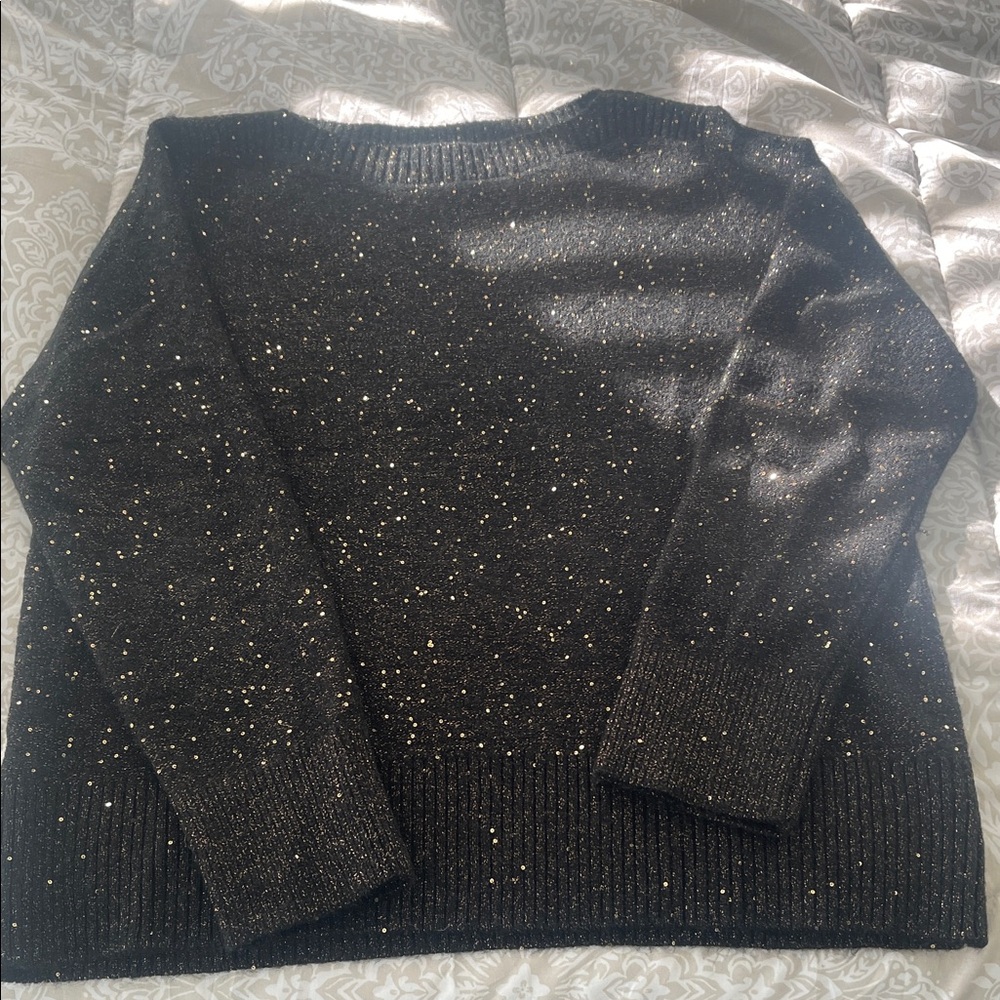 LOFT Black Sweater with Gold Accents